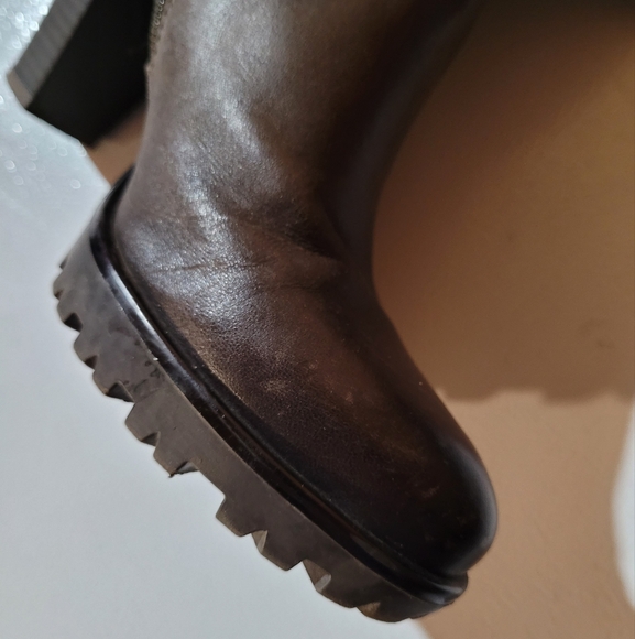 3 inch heel brown leather knee-high boots - Picture 9 of 15